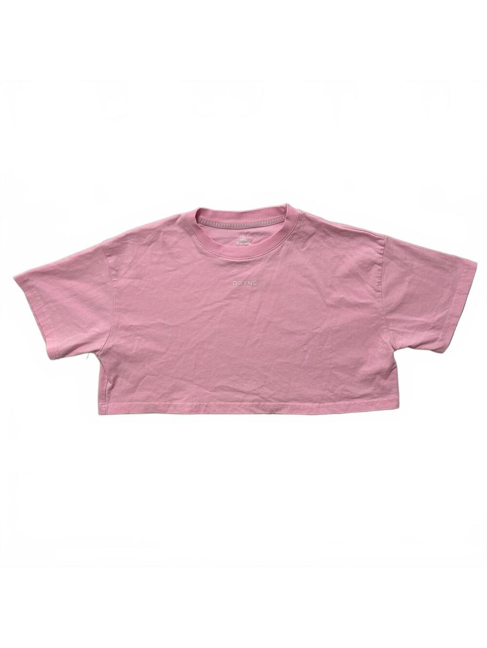 DFYNE Stretch Short Sleeve Boxy Crop T-Shirt Women's S Pink